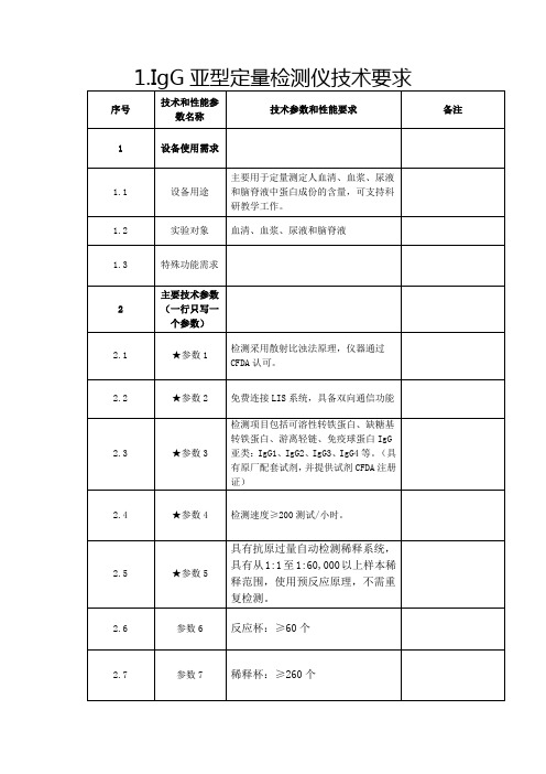IgG亚型定量检测仪技术要求