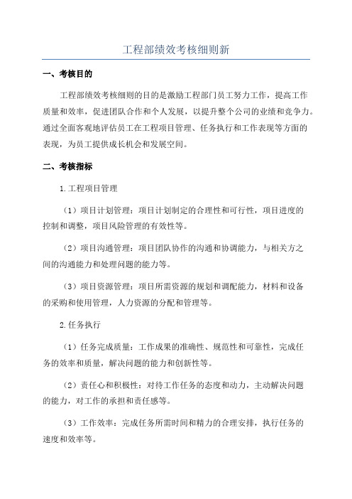 工程部绩效考核细则新