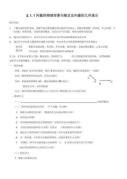 2.1.1向量的物理背景与概念及向量的几何表解析