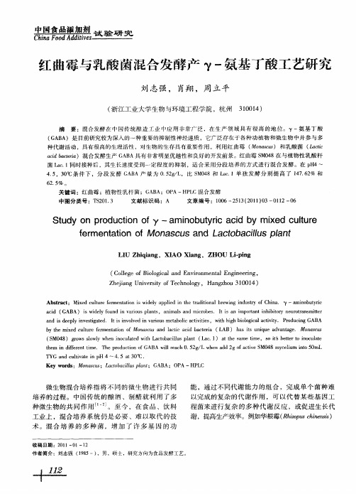 红曲霉与乳酸菌混合发酵产γ-氨基丁酸工艺研究