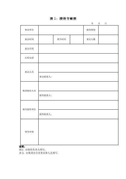 接待方案表模版