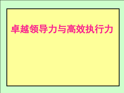 卓越领导力与高效执行力培训课程