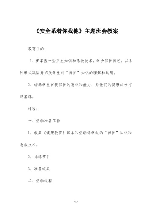 《安全系着你我他》主题班会教案