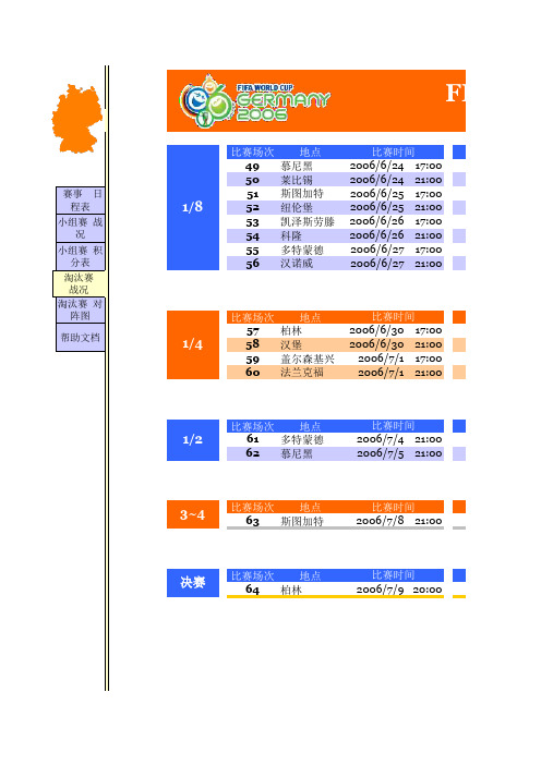 德国世界杯完全赛果FIFA World Cup 2006