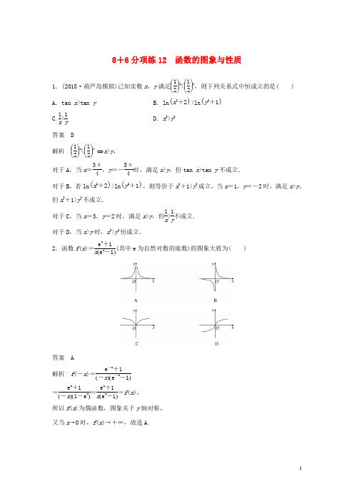 (京津专用)2019高考数学总复习 优编增分练：8 6分项练12 函数的图象与性质 文