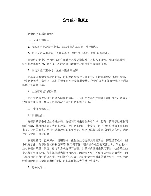 公司破产的原因