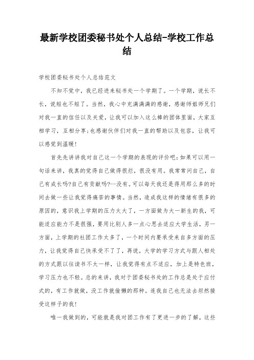 最新学校团委秘书处个人总结-学校工作总结