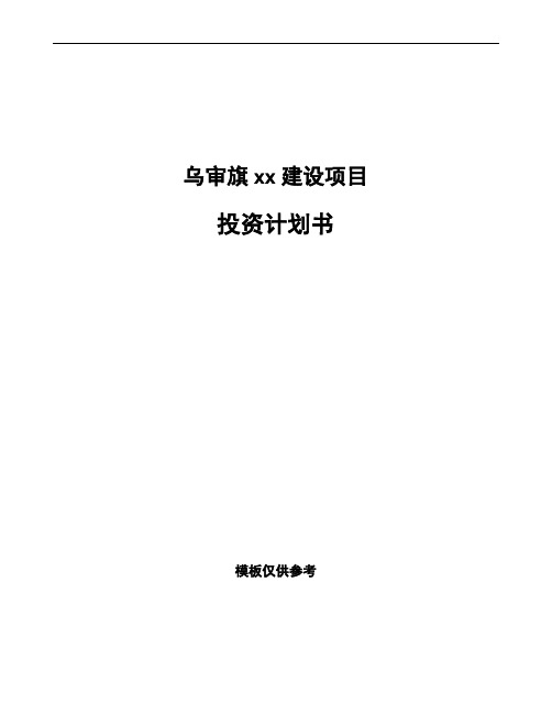 乌审旗项目投资计划书模板