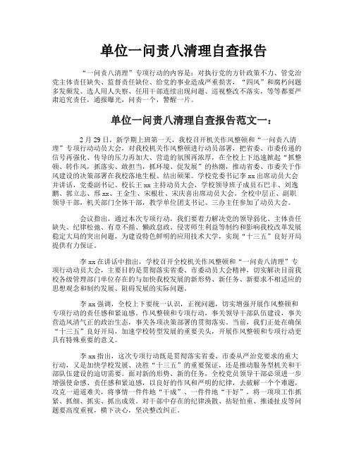 单位一问责八清理自查报告