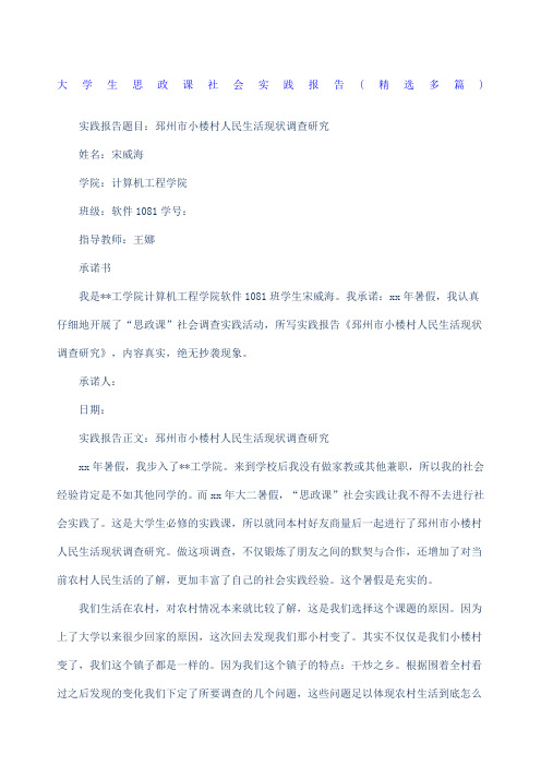 大学生思政课社会实践报告多篇 