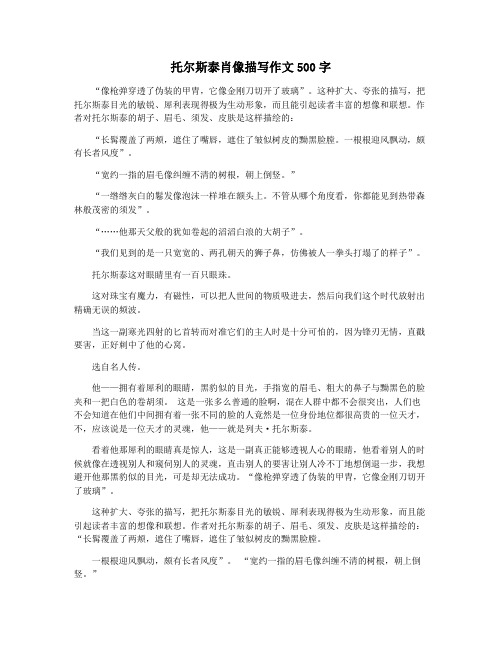 托尔斯泰肖像描写作文500字