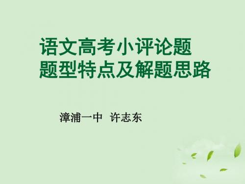 高三语文高考小评论题题型特点及解题思路课件