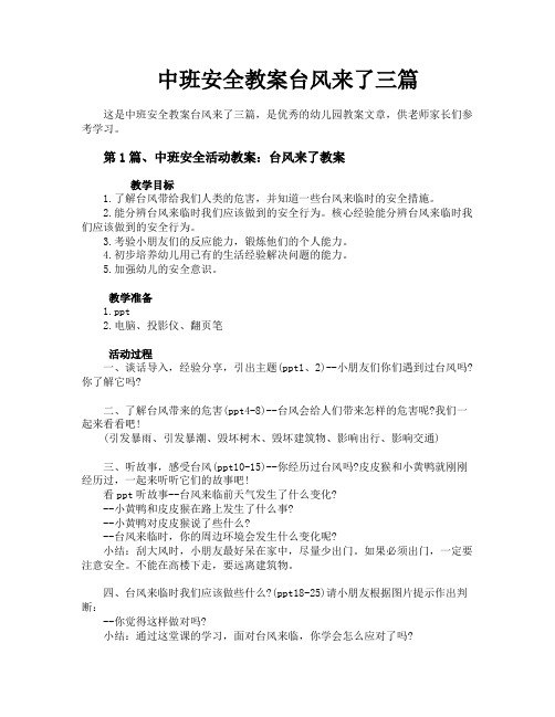 中班安全教案台风来了三篇