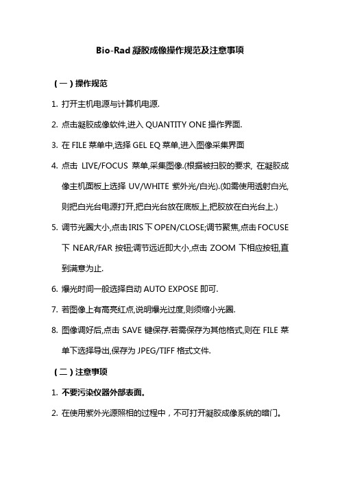 Bio-Rad凝胶成像使用指南-生物学中心