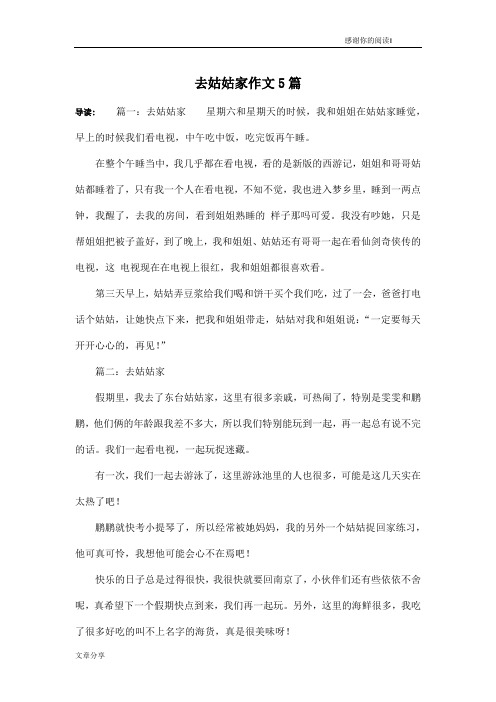 去姑姑家作文5篇