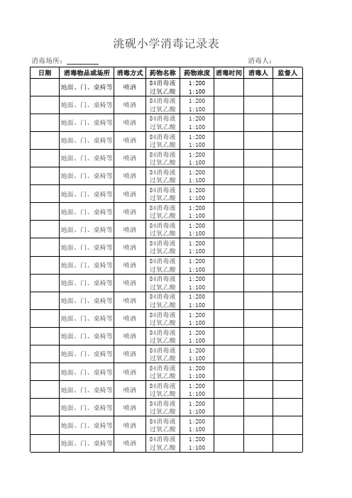 教室消毒登记表