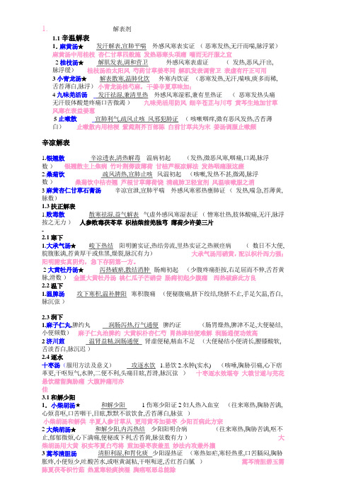 中西医执助方剂学快速记忆