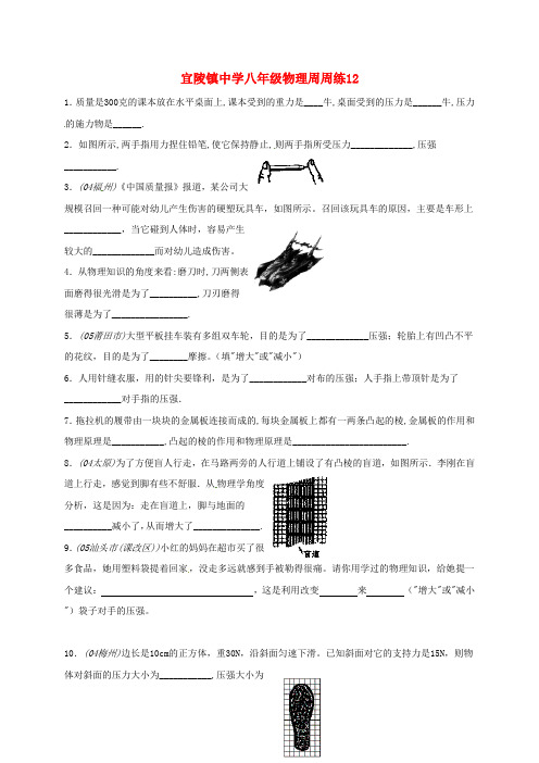 江苏省扬州市江都区宜陵镇2016-2017学年八年级物理下学期周周练十二(无答案) 苏科版