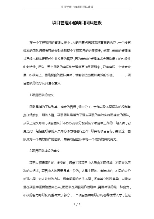 项目管理中的项目团队建设