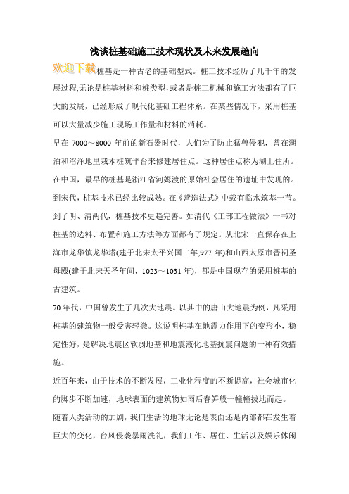 浅谈桩基础施工技术现状及未来发展趋向