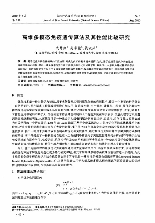 高维多模态免疫遗传算法及其性能比较研究