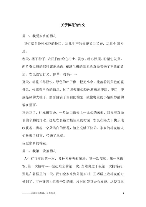 关于棉花的作文_1
