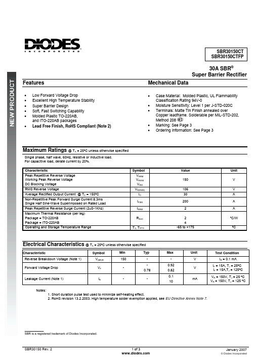 SBR30150CTFP中文资料