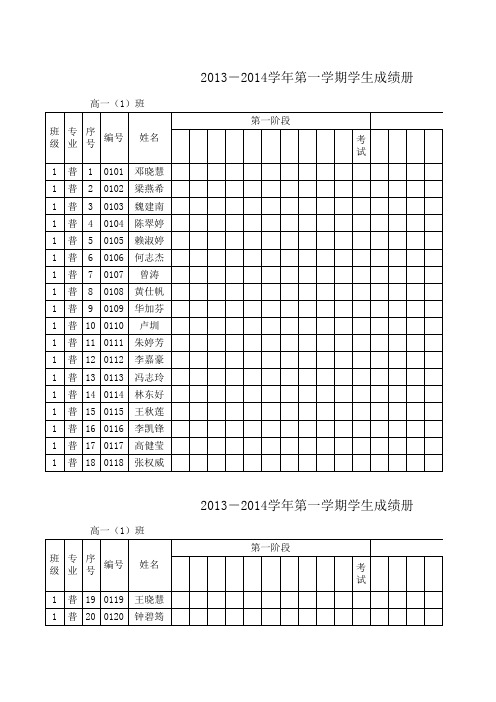 成绩册样板