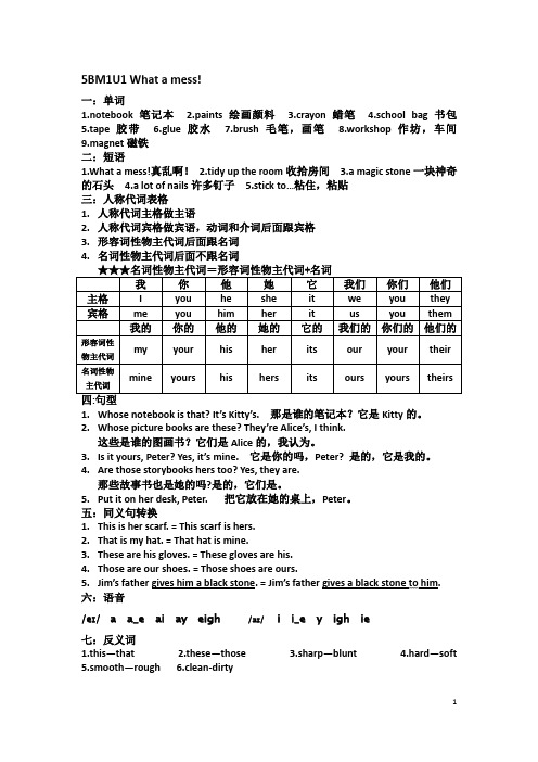 牛津上海版5B要点.doc