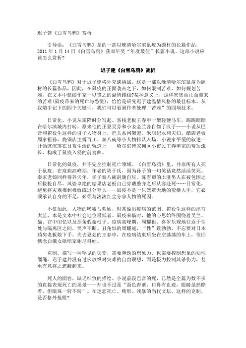 迟子建《白雪乌鸦》赏析