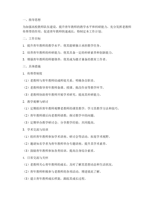 高校教师老带新工作计划