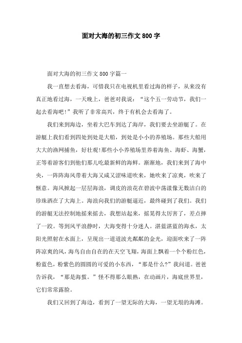 面对大海的初三作文800字