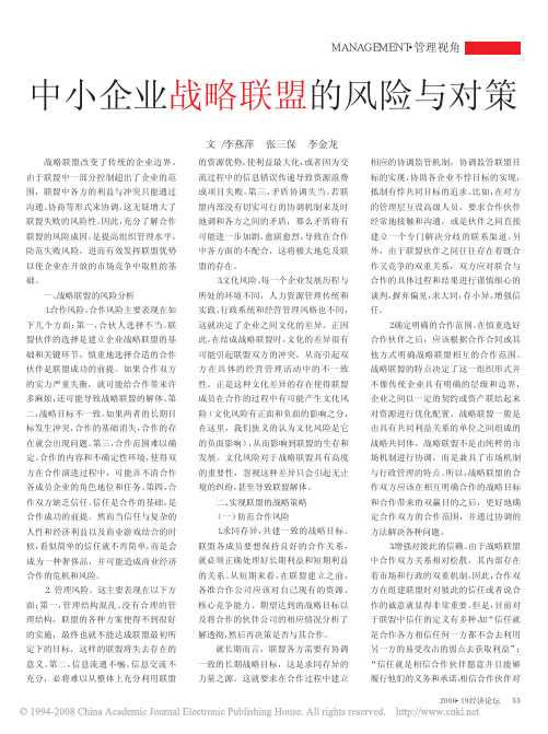 中小企业战略联盟的风险与对策