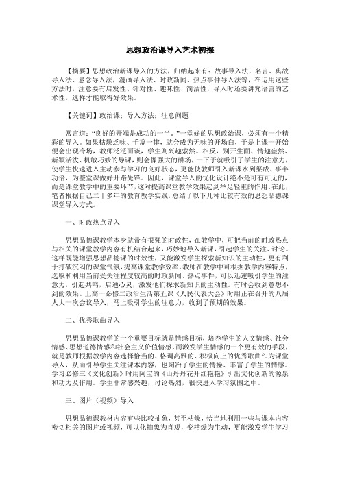 思想政治课导入艺术初探