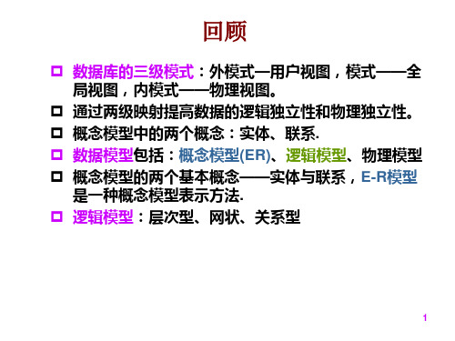 数据库设计方法—逻辑模型以及ER模型到关系模型的转化