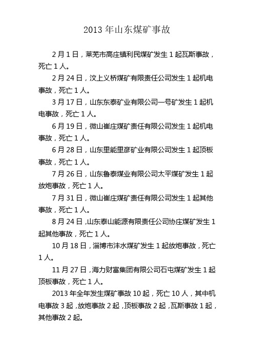 2013年山东煤矿事故