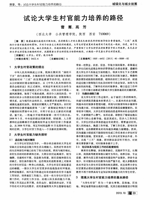 试论大学生村官能力培养的路径