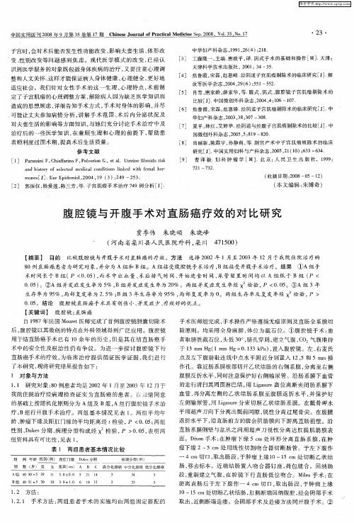 腹腔镜与开腹手术对直肠癌疗效的对比研究