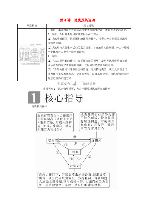高考地理二轮复习第一篇专题与热点专题一自然地理事物的特征规律原理第4讲地壳及其运动教学案