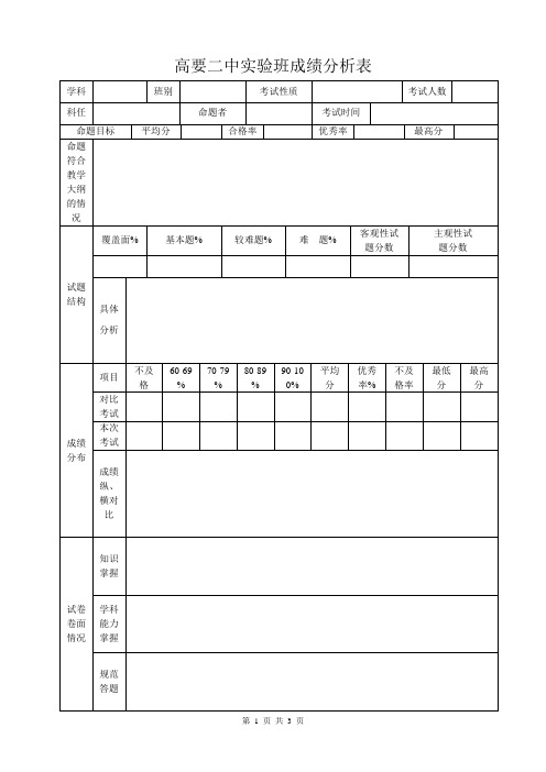 成绩分析表模板