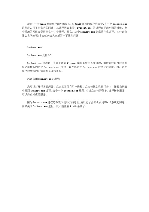 WIN10系统的SVCHOST.EXE为什么那么占网速？
