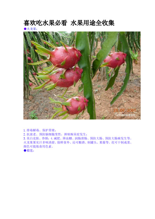 喜欢吃水果必看 水果用途全收集