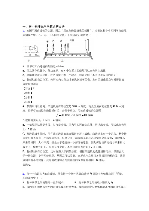 中考物理综合题专练∶光学问题求解方法含答案解析