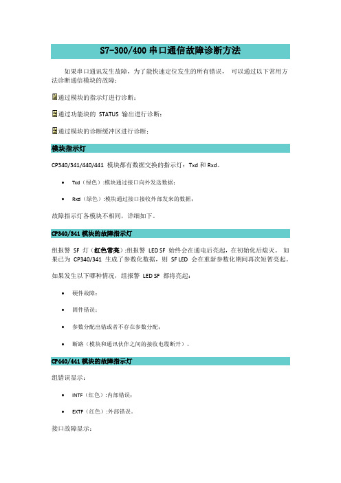S7-300串口通信故障诊断方法