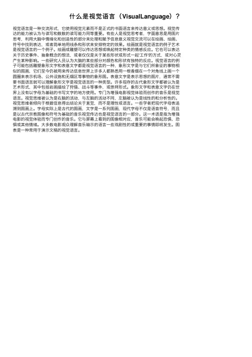 什么是视觉语言（VisualLanguage）？