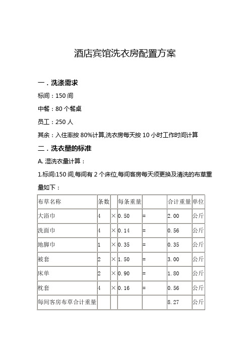 酒店宾馆洗衣房配置方案