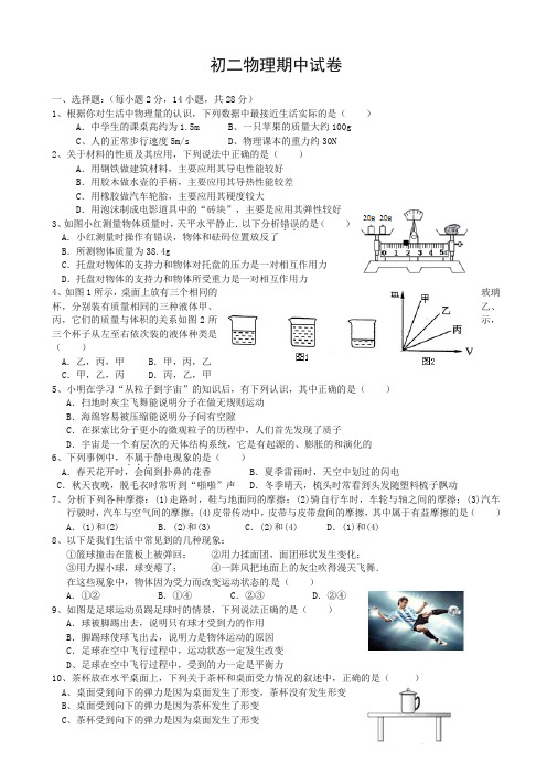 江阴市华士片年八年级物理下册第二学期期中试题(有答案)【精选】.doc