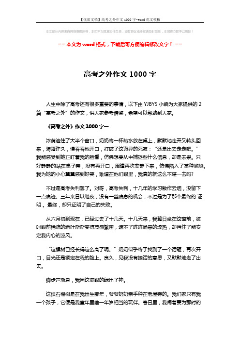 【优质文档】高考之外作文1000字-word范文模板 (6页)