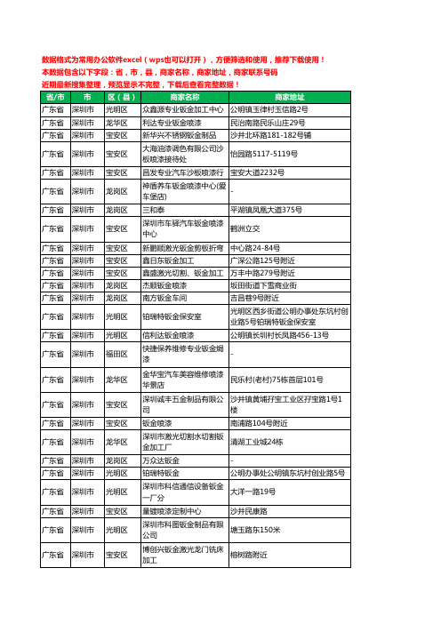 新版广东省深圳市钣金喷漆工商企业公司名录名单大全174家