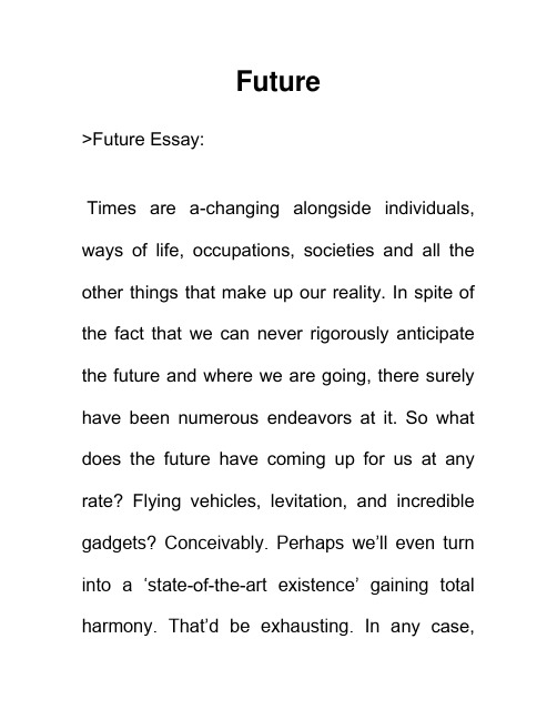 未来 Future 英语作文